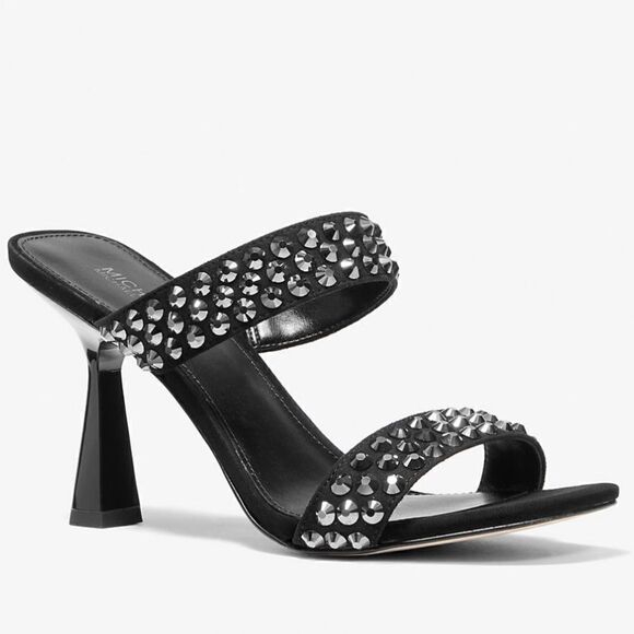 Michael Kors Clara Black Studded Heeled Sandals – Glamorous & Chic - Picture 1 of 17